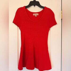 philosophy Bright Red Ribbed Short Sleeve Tunic